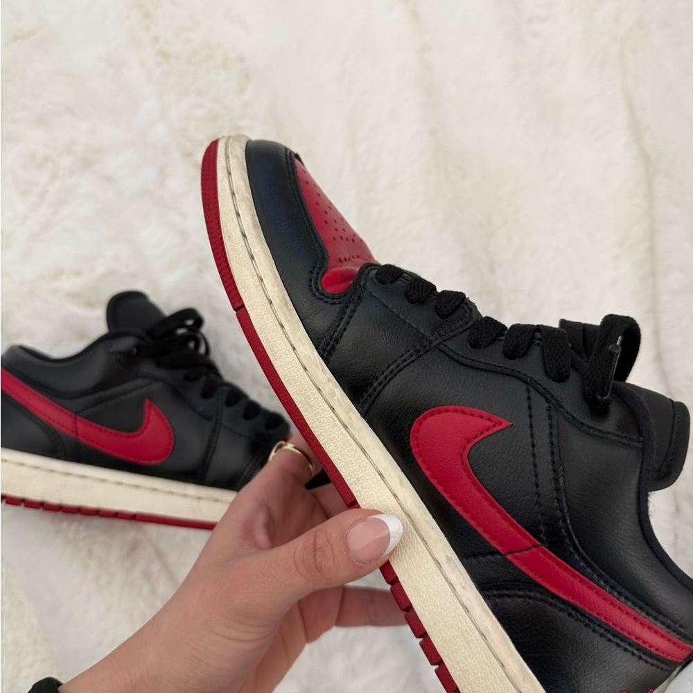 Black and Red Low-Top Athletic Sneakers